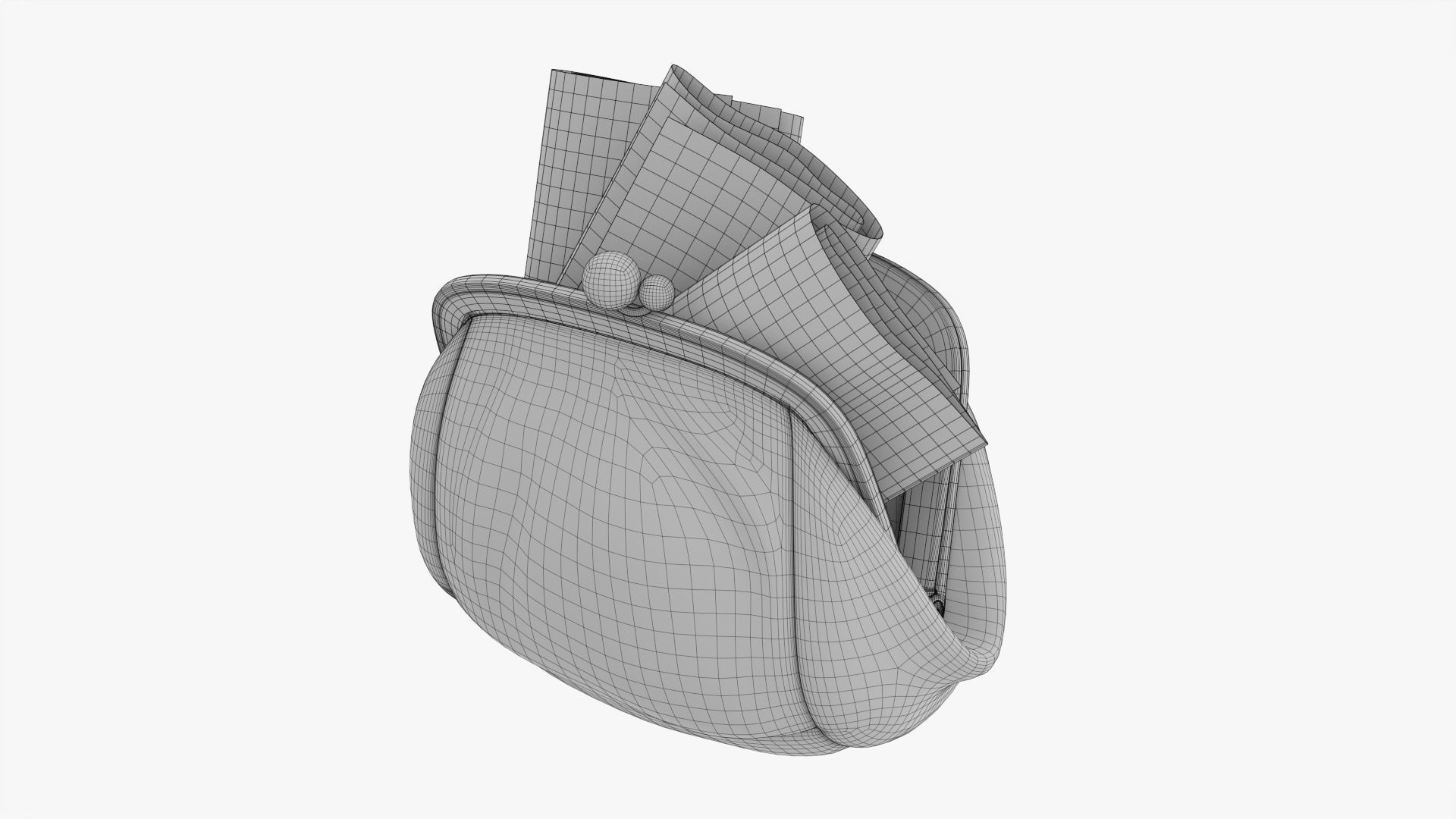 Female purse with banknotes 3D model_6