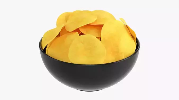 Potato chips in a bowl 02 3D model