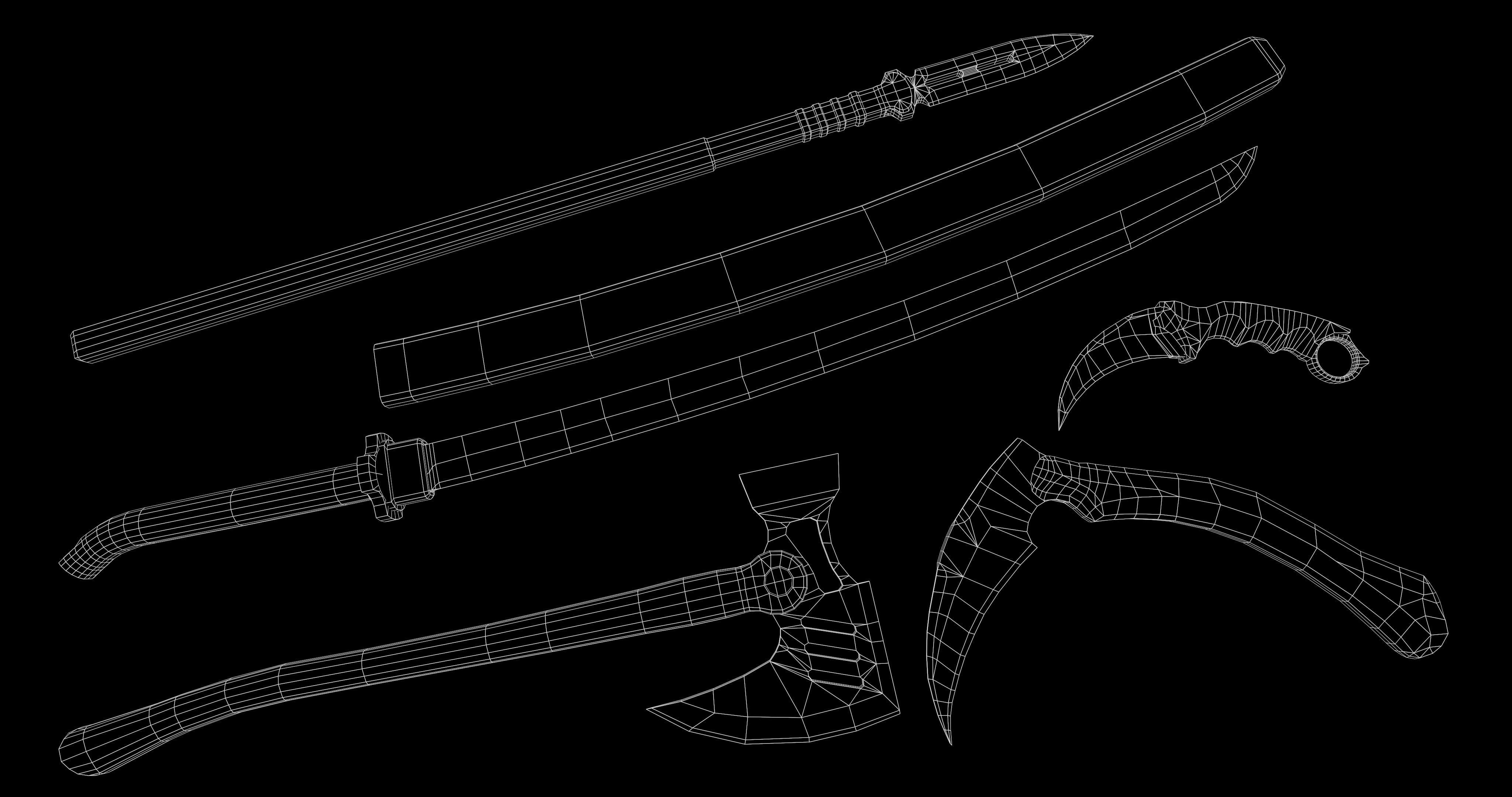 Melee weapons Low-poly 3D model_11
