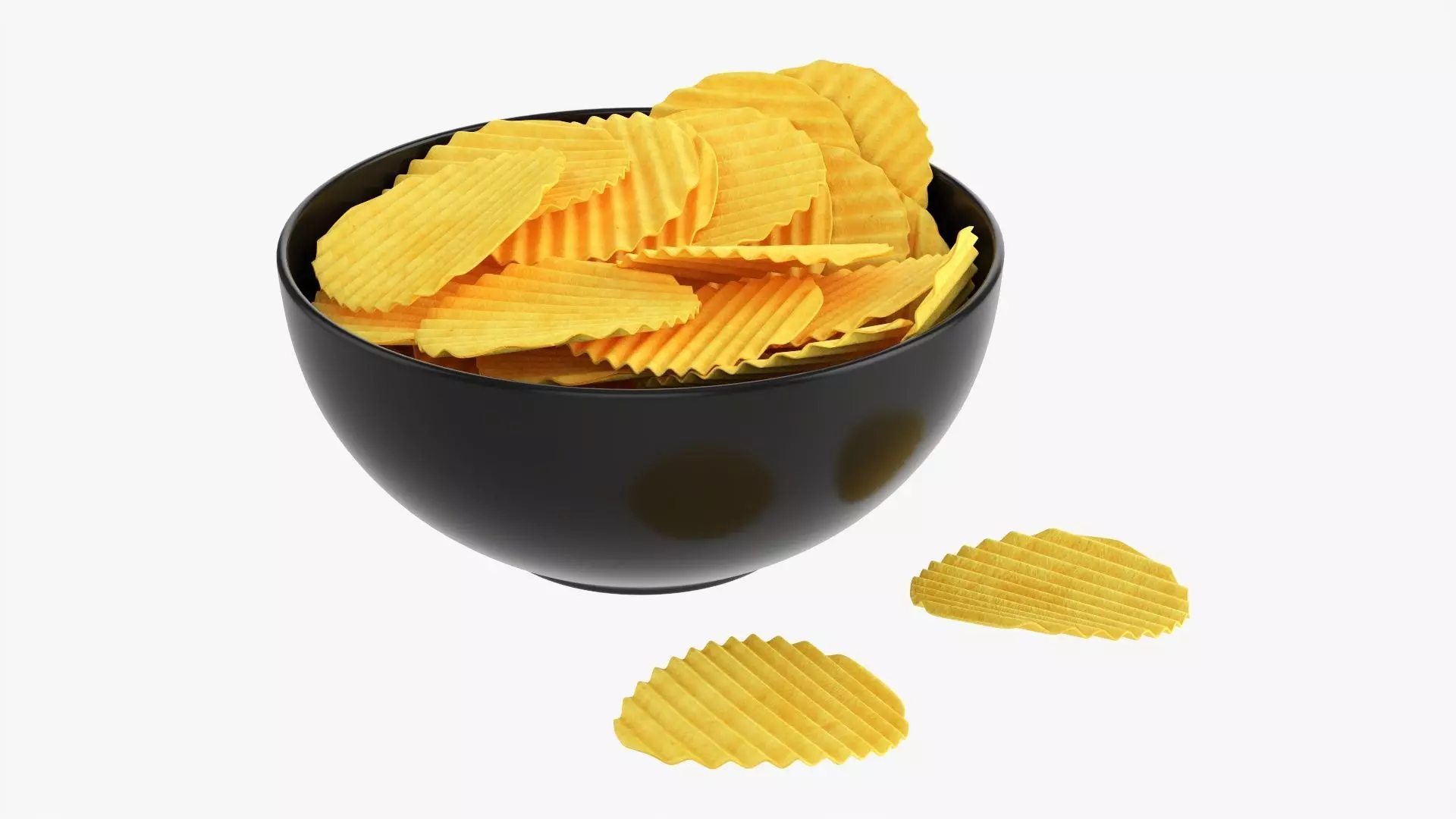 Potato chips in a bowl 03 3D model