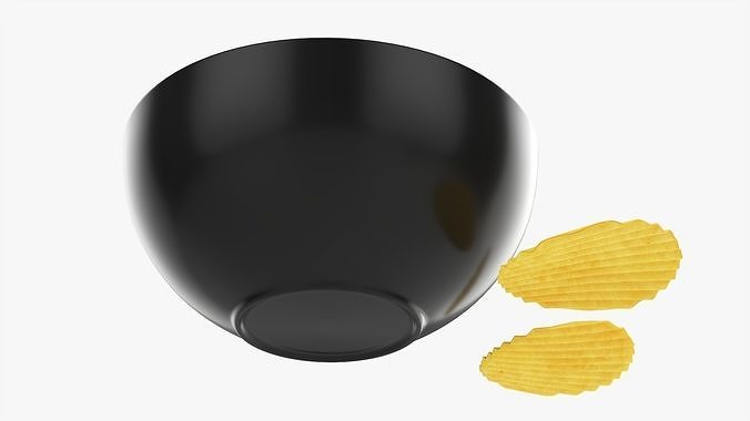 Potato chips in a bowl 03 3D model 3