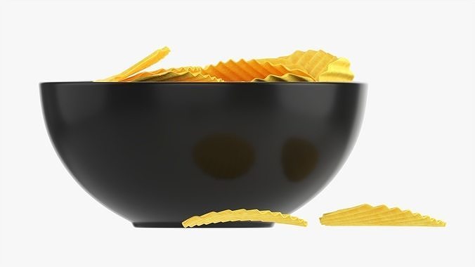 Potato chips in a bowl 03 3D model 4