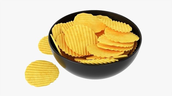 Potato chips in a bowl 03 3D model 2