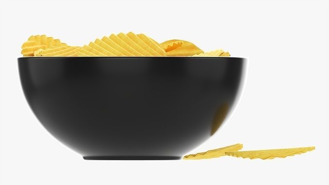 Potato chips in a bowl 03 3D model 5