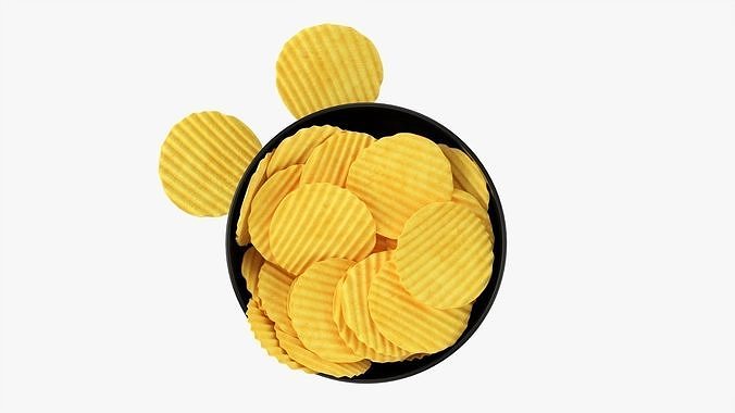 Potato chips in a bowl 03 3D model 6