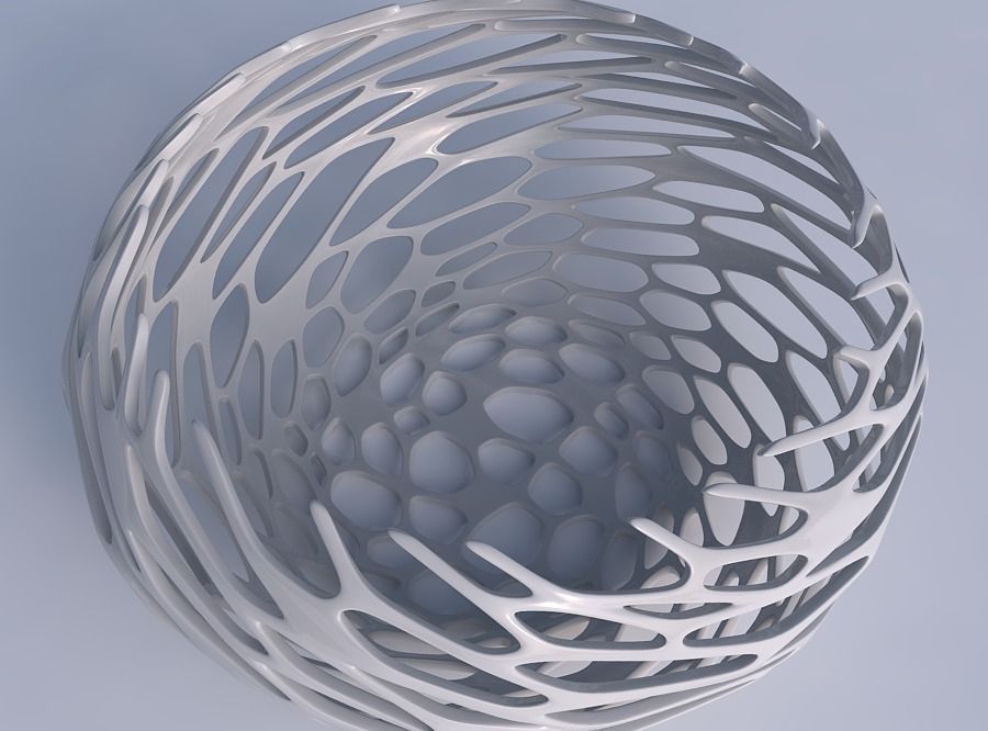 Bowl spheric squeezed wide with cracked and twisted organic l... 3D print model_1