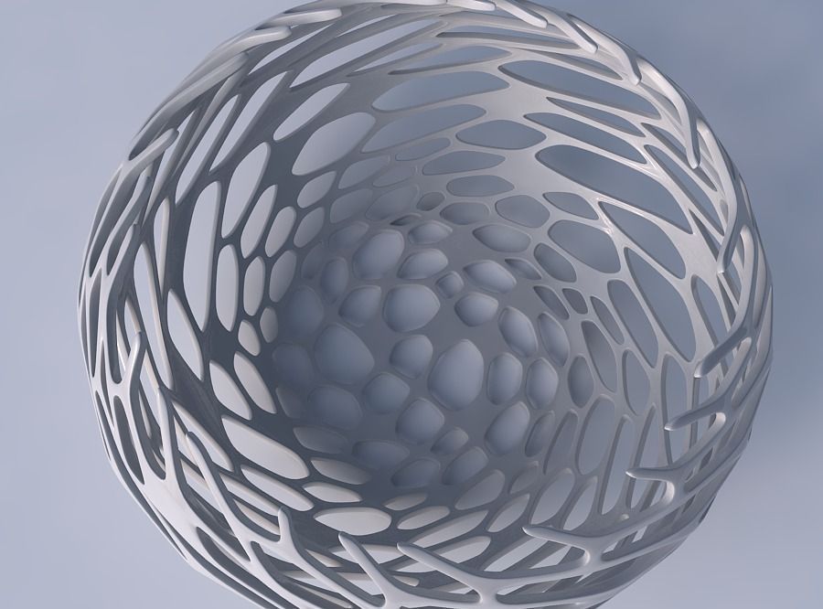 Bowl spheric squeezed wide with cracked and twisted organic l... 3D print model_2