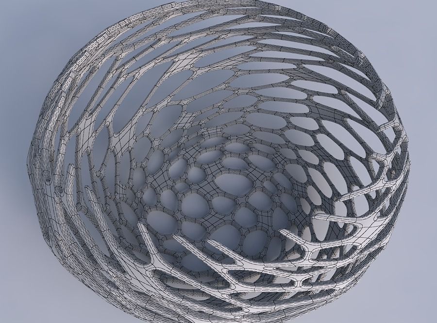 Bowl spheric squeezed wide with cracked and twisted organic l... 3D print model_6