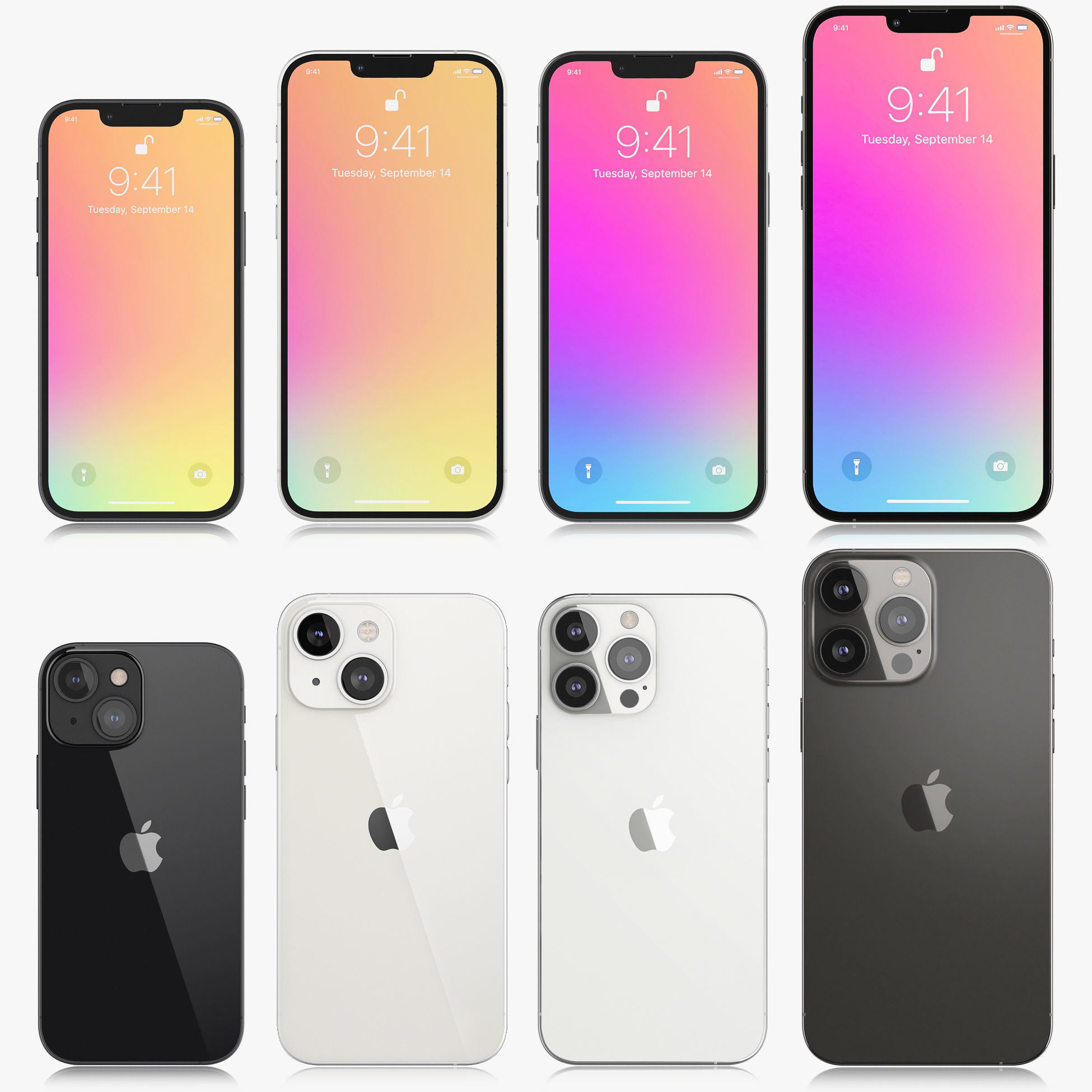 Apple iPhone 13 mini and 13 and 13 pro and 13 pro MAX v2 3D model_1