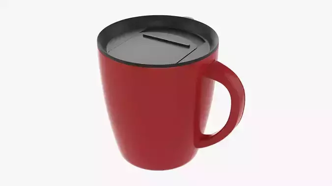 Travel coffee mug with lid 01 3D model