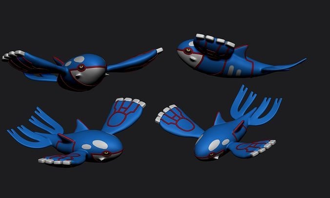 Pokemon - Kyogre with cuts and as a whole 3D print model