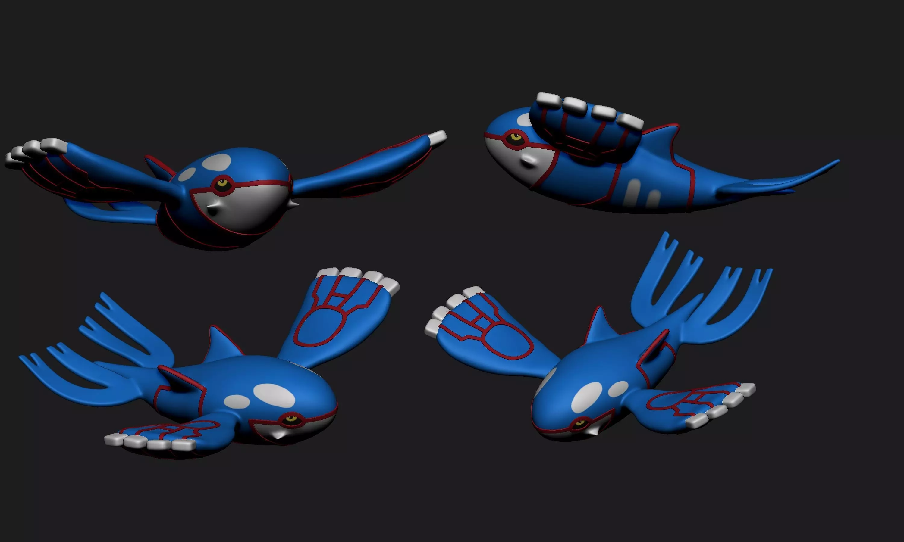 Pokemon - Kyogre with cuts and as a whole 3D print model