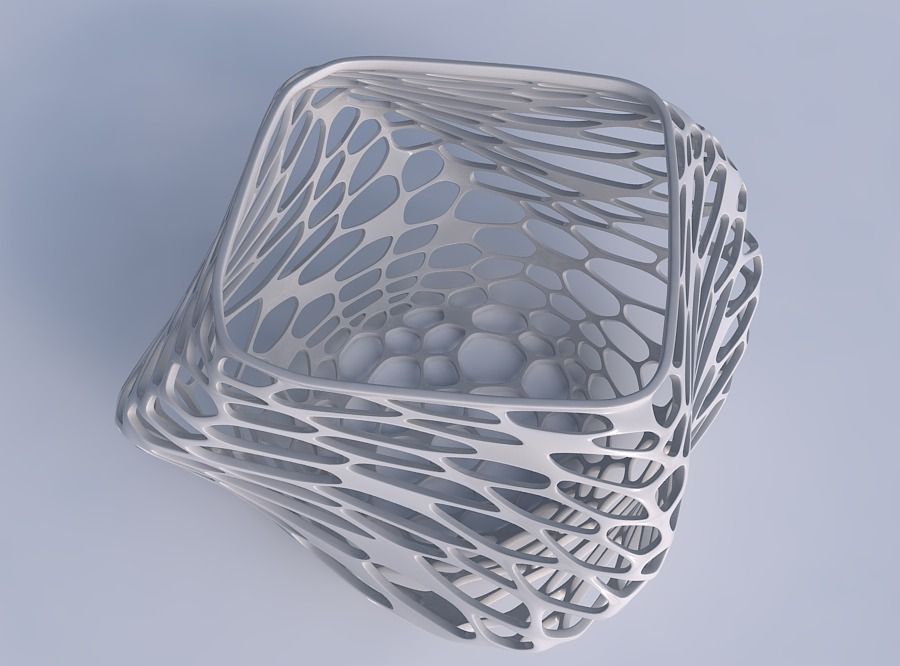 Bowl helix with twisted organic lattice 2 3D print model_1