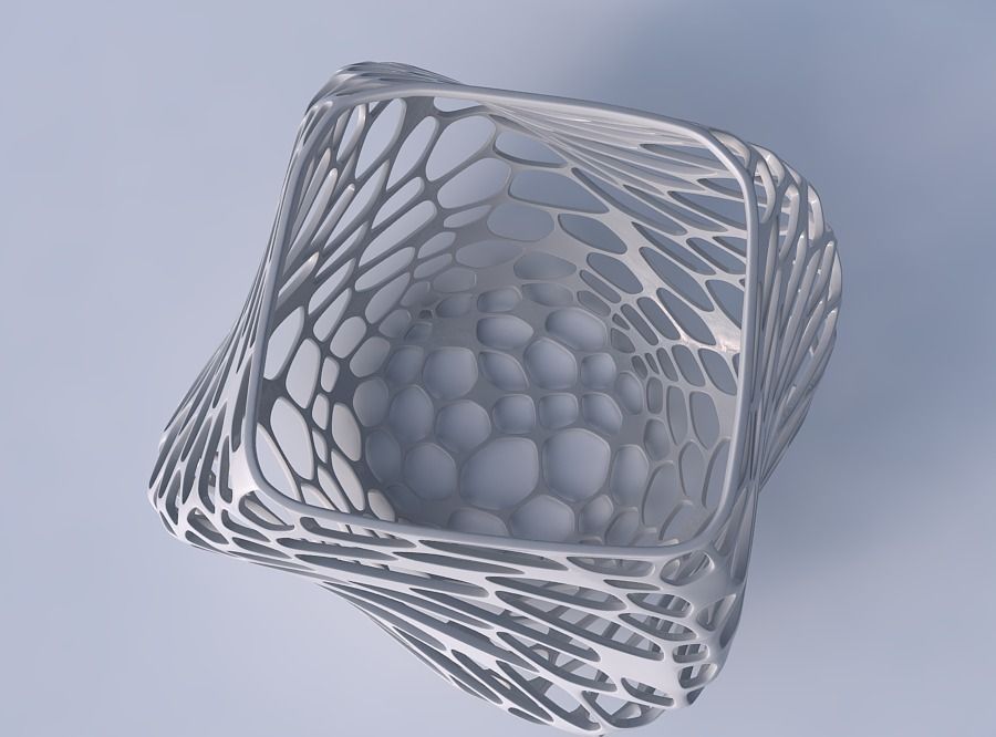 Bowl helix with twisted organic lattice 2 3D print model_2
