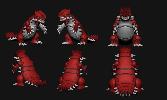 Pokemon - Groudon with cuts and as a whole 3D print model