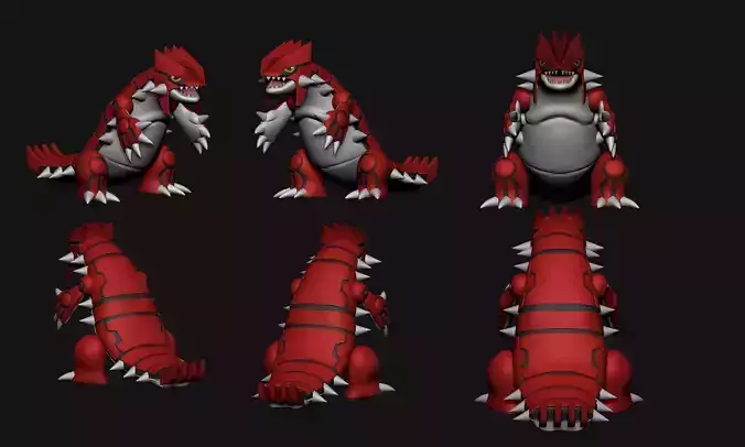 Pokemon - Groudon with cuts and as a whole