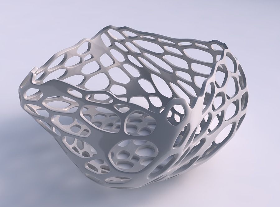 Bowl helix with cracked organic lattice 3D print model_0