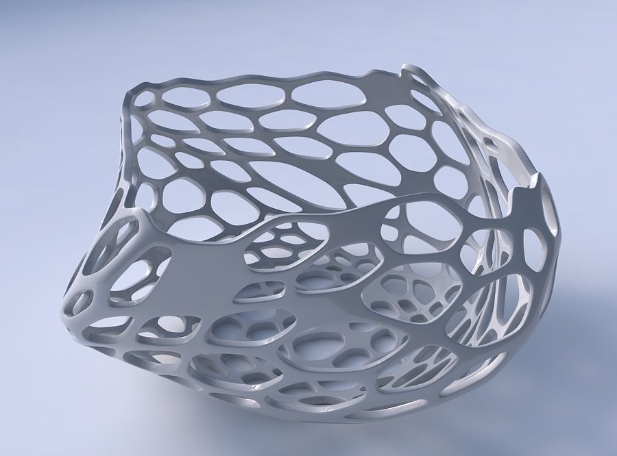 Bowl helix with cracked organic lattice 3D print model_3