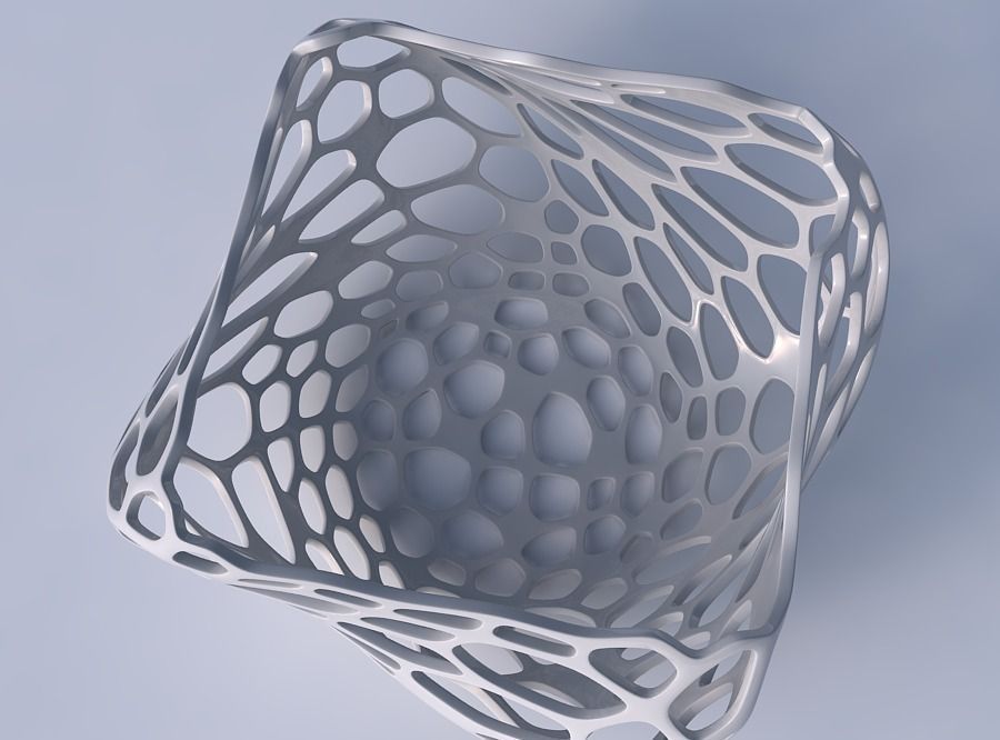 Bowl helix with cracked organic lattice 3D print model_2