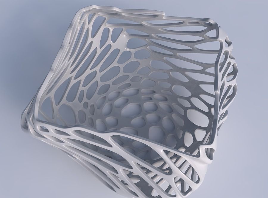 Bowl helix with cracked and twisted organic lattice 3D print model_1
