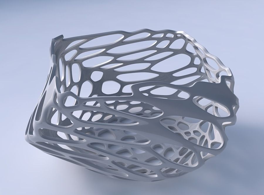 Bowl helix with cracked and twisted organic lattice 3D print model_3