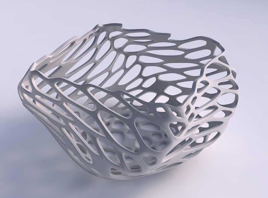 Bowl helix with cracked and twisted organic lattice 3D print model_0