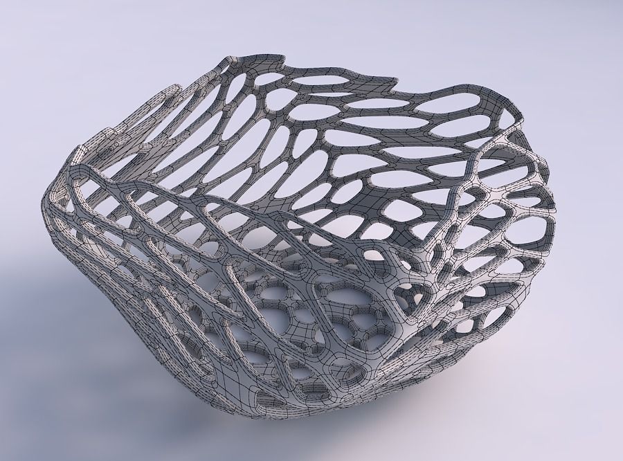 Bowl helix with cracked and twisted organic lattice 3D print model_5