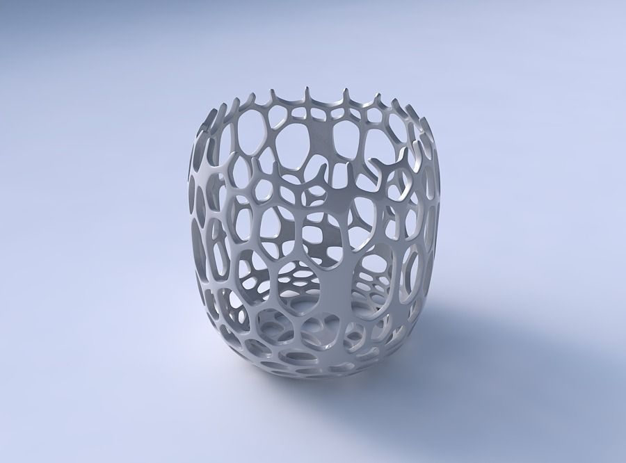 Bowl cylindrical with cracked organic lattice 2 3D print model_3