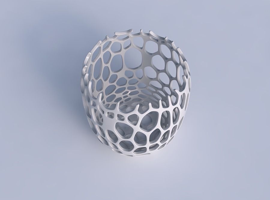 Bowl cylindrical with cracked organic lattice 2 3D print model_1