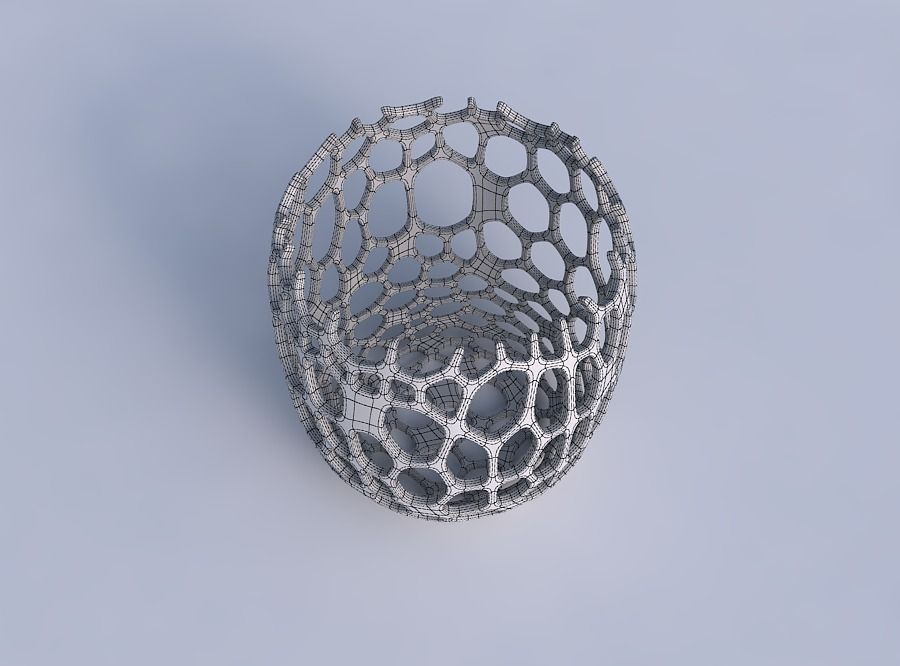 Bowl cylindrical with cracked organic lattice 2 3D print model_6