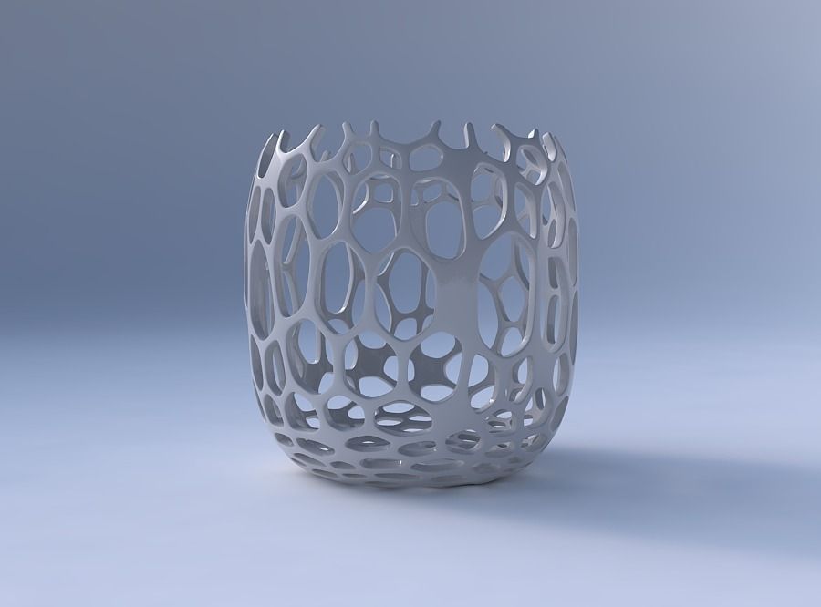 Bowl cylindrical with cracked organic lattice 2 3D print model_4