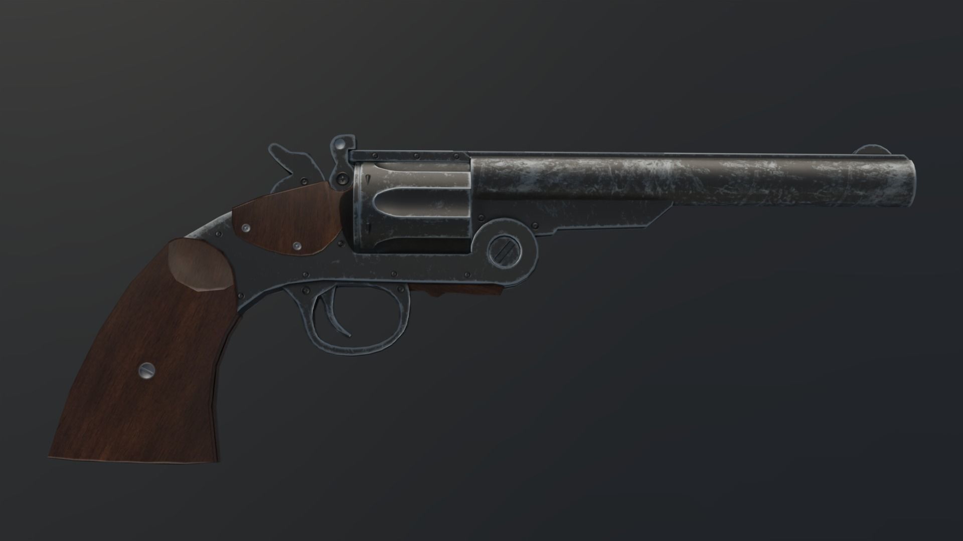 Schofield Revolver GameReady Rigged Animated Low-poly 3D model_1