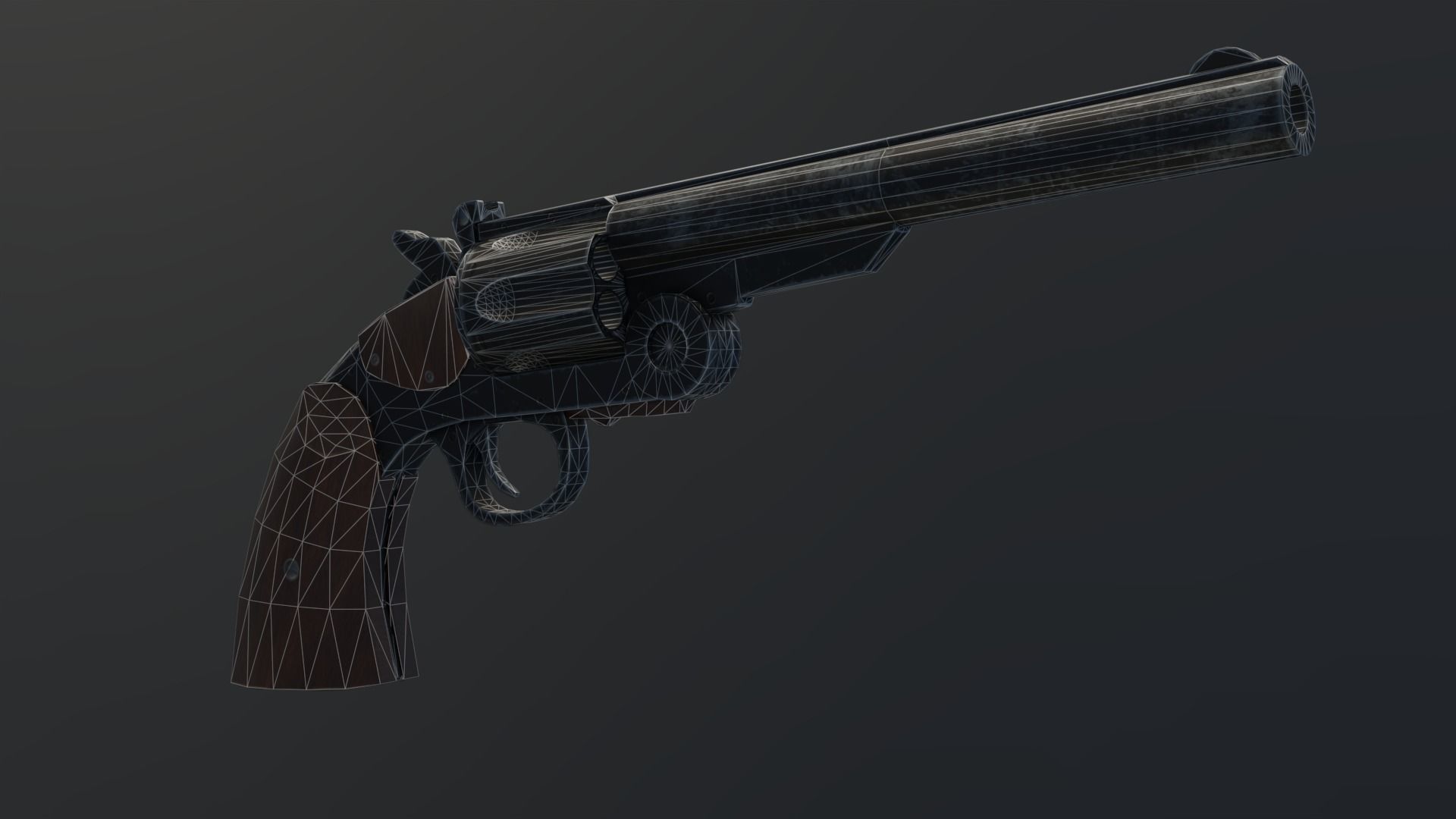 Schofield Revolver GameReady Rigged Animated Low-poly 3D model_5