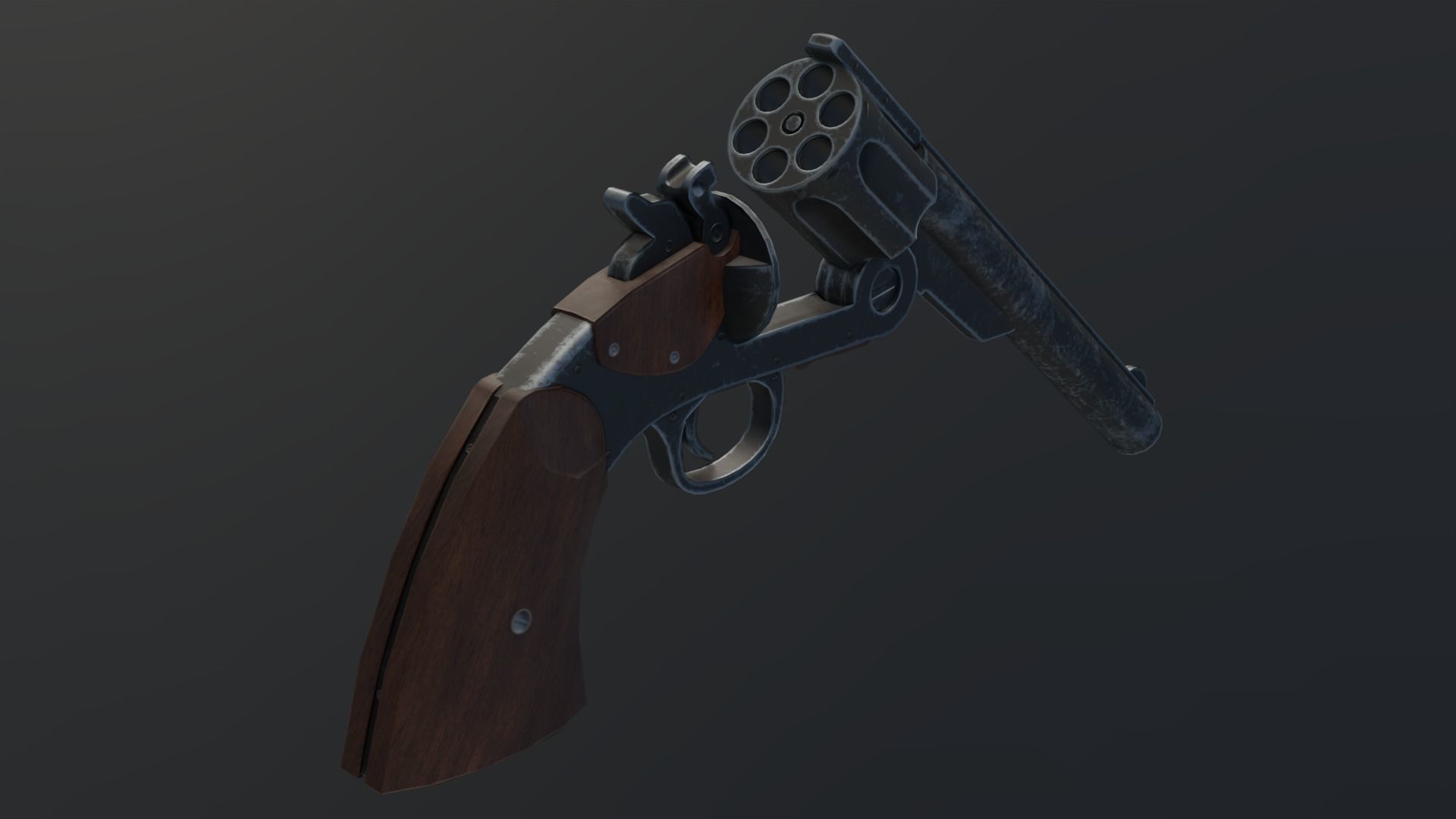 Schofield Revolver GameReady Rigged Animated Low-poly 3D model_3