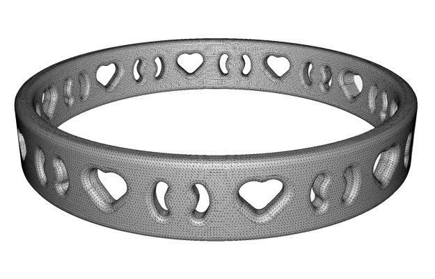 Elegant Heart Fancy Bangle 3D print model_2