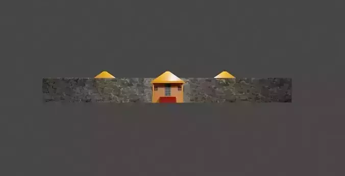 low poly village house