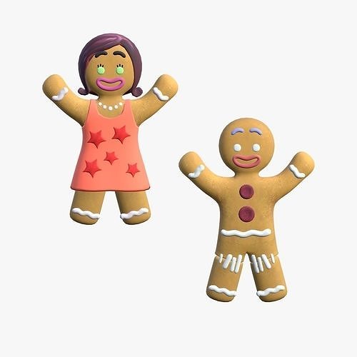 Gingy and Sugar Low-poly 3D model
