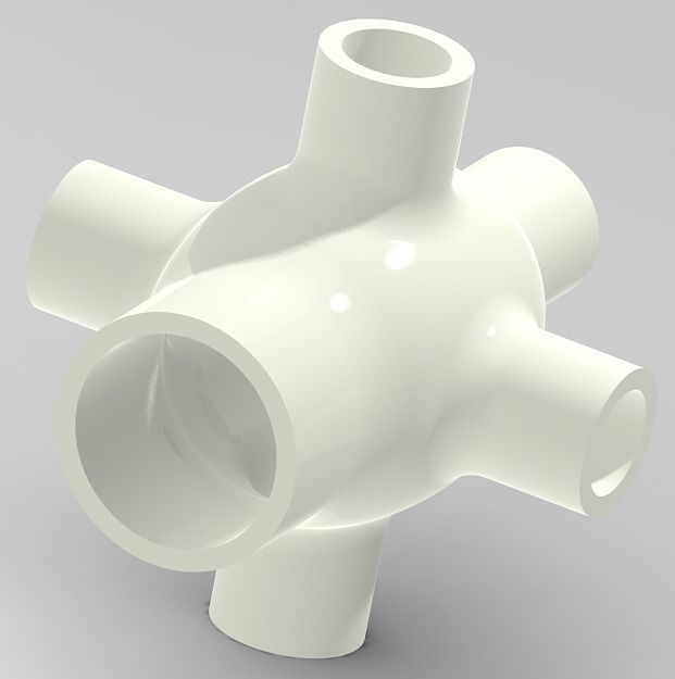 Innovative Six Way Pipe Fitting 3D print model_1