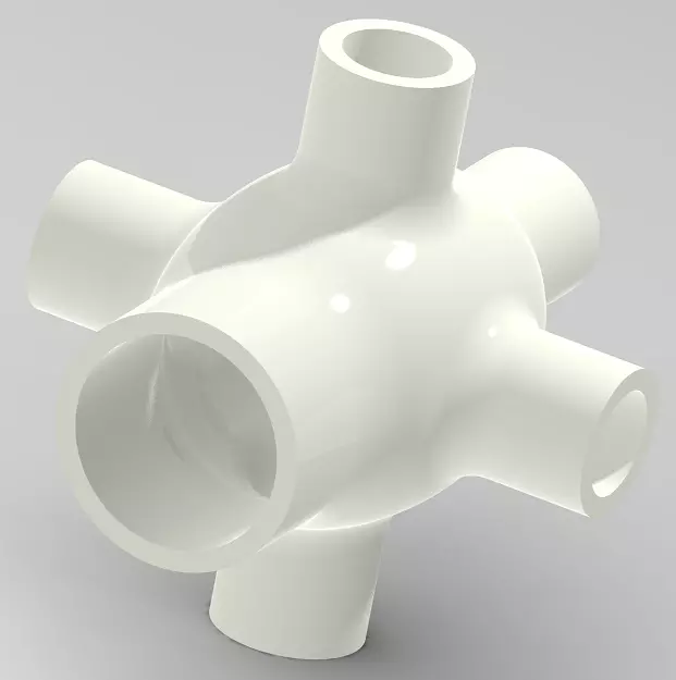 Innovative Six Way Pipe Fitting 3D print model_0