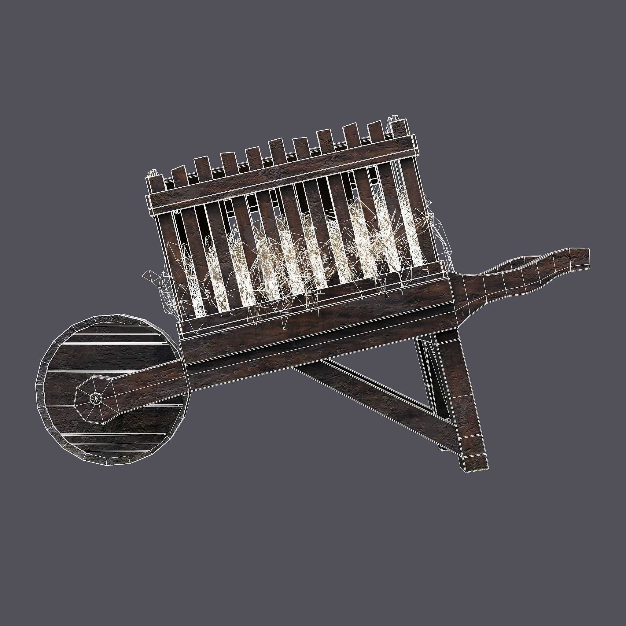 Chicken Wheelbarrow  Low-poly 3D model_13