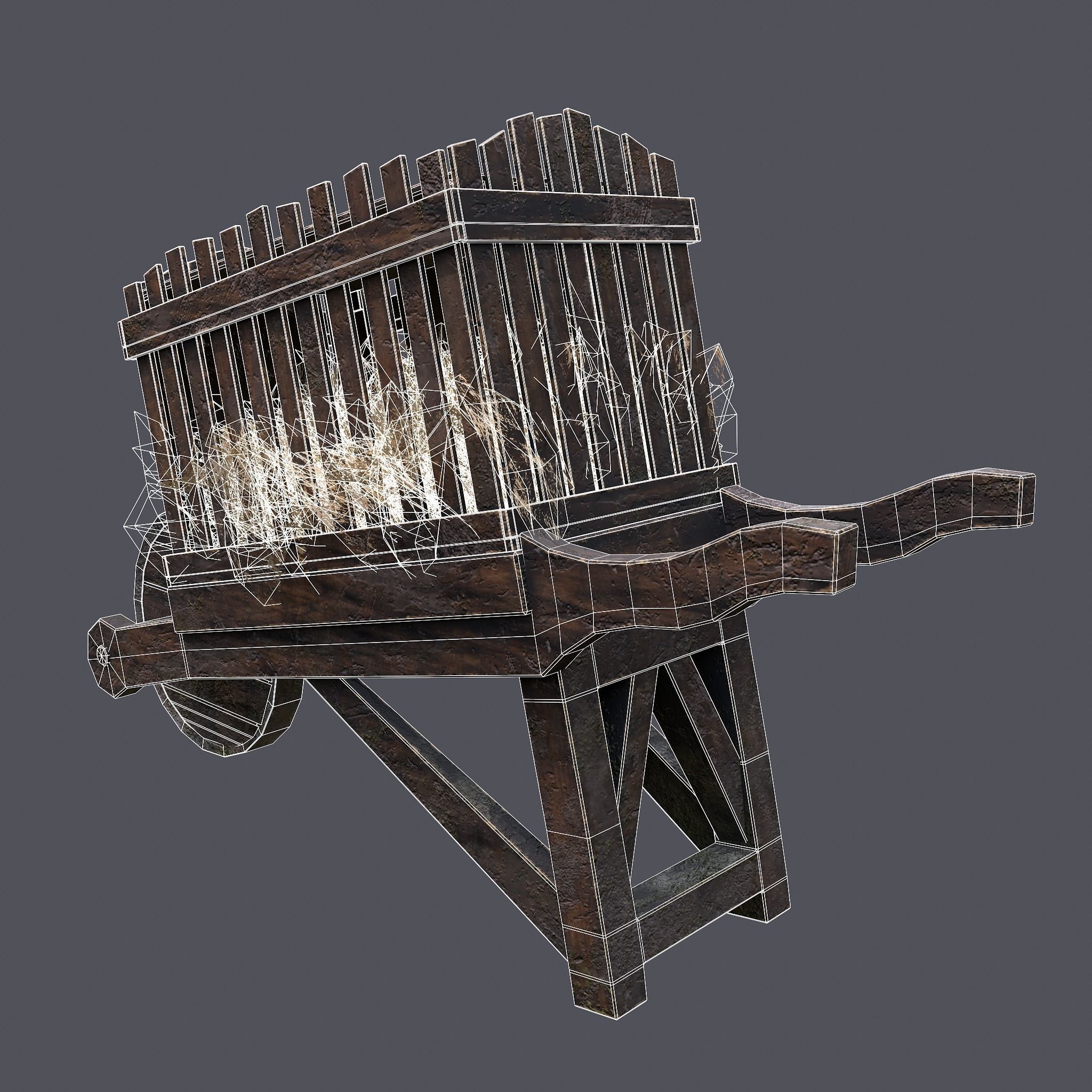 Chicken Wheelbarrow  Low-poly 3D model_18