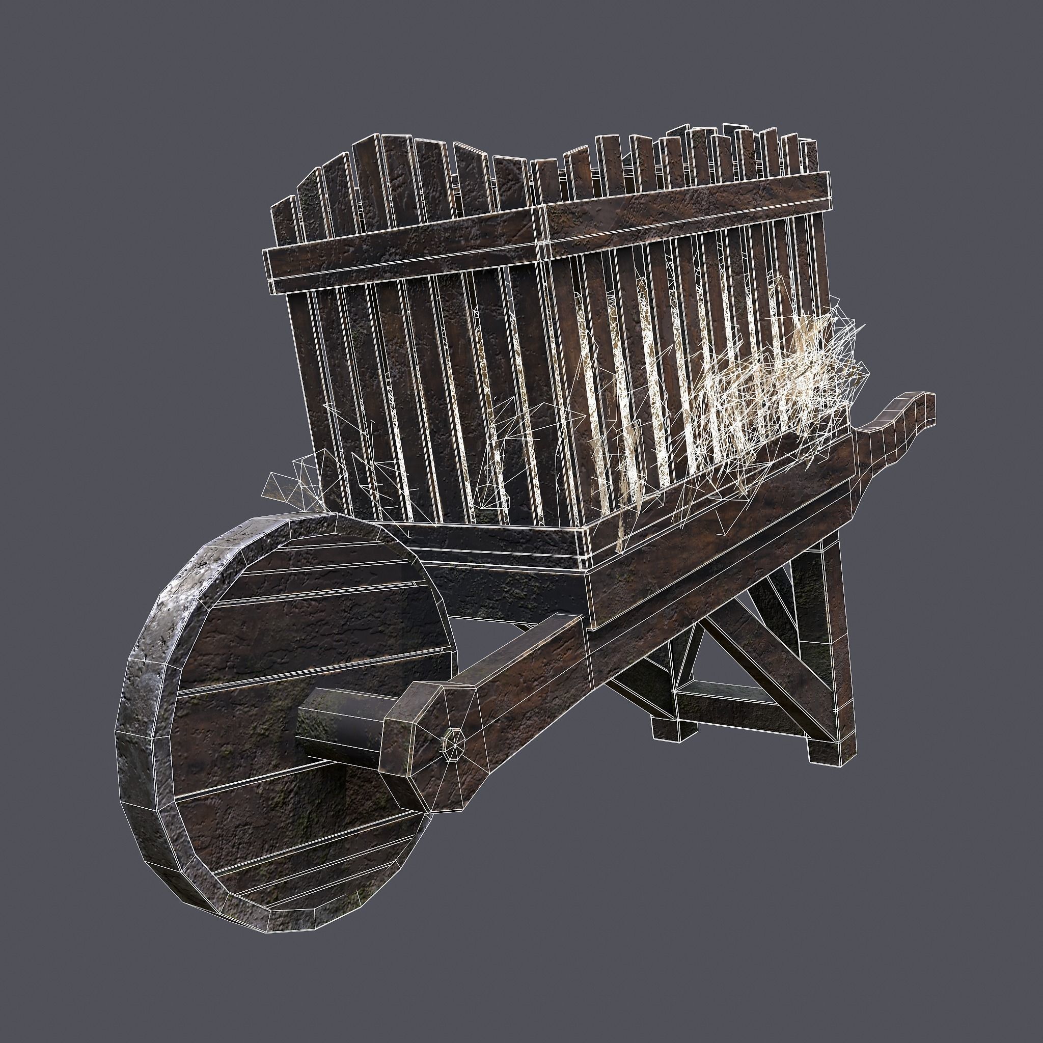 Chicken Wheelbarrow  Low-poly 3D model_12
