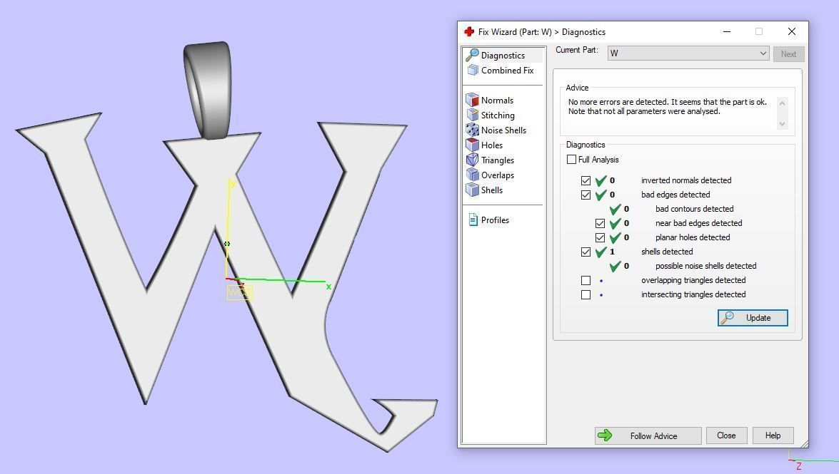 letter W pair of skis 3D print model_11