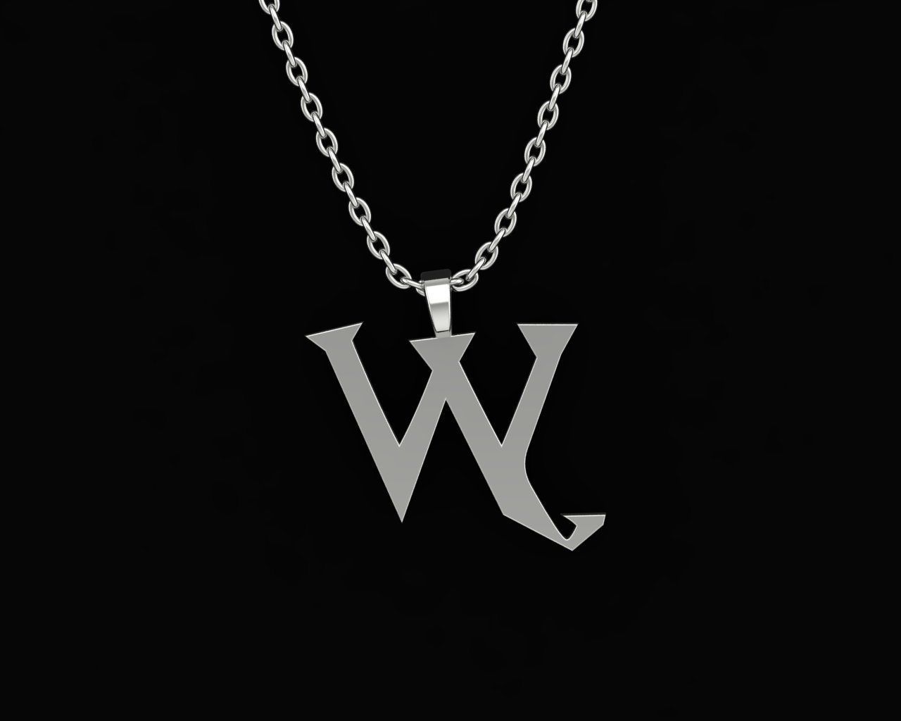 letter W pair of skis 3D print model_5