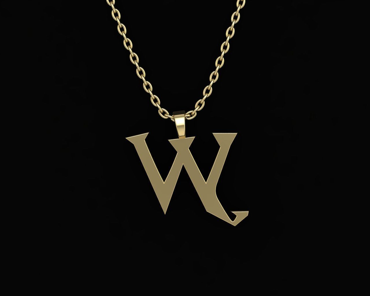 letter W pair of skis 3D print model_2