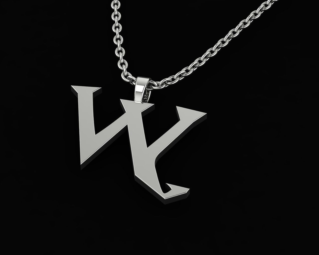 letter W pair of skis 3D print model_3