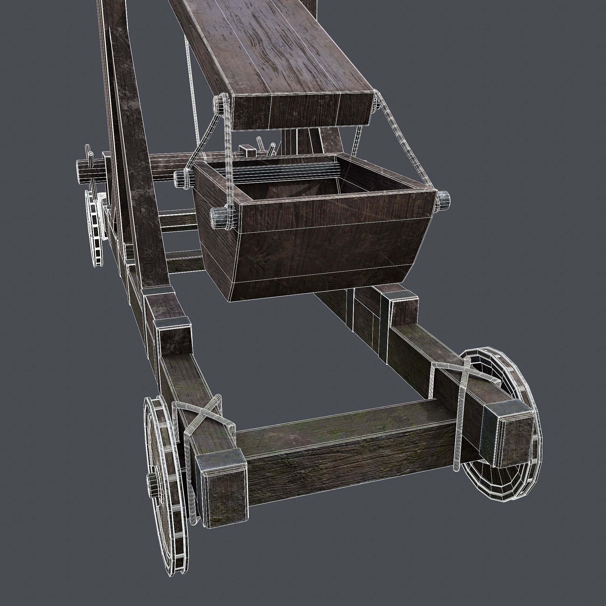 Medieval Catapult Low-poly 3D model_24
