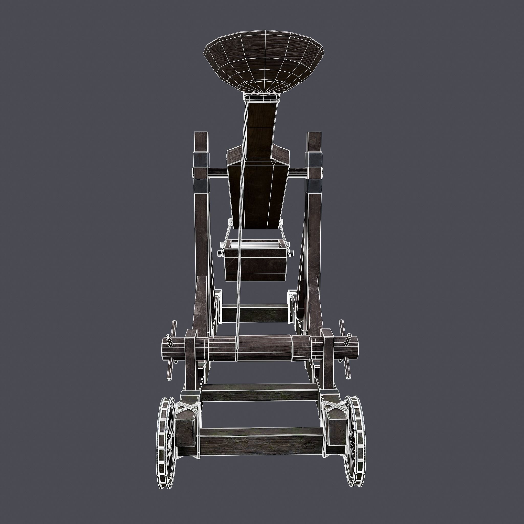 Medieval Catapult Low-poly 3D model_20