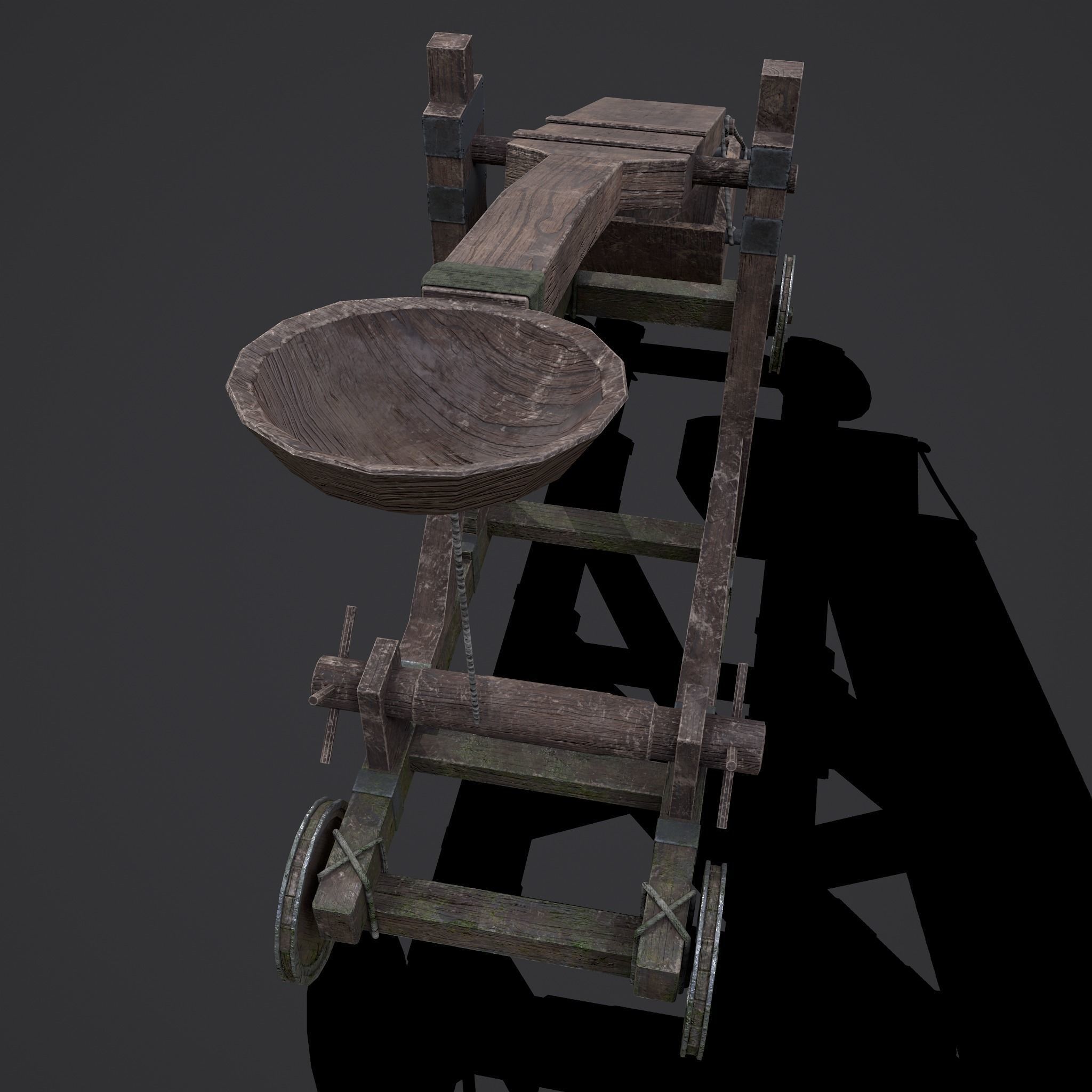 Medieval Catapult Low-poly 3D model_18