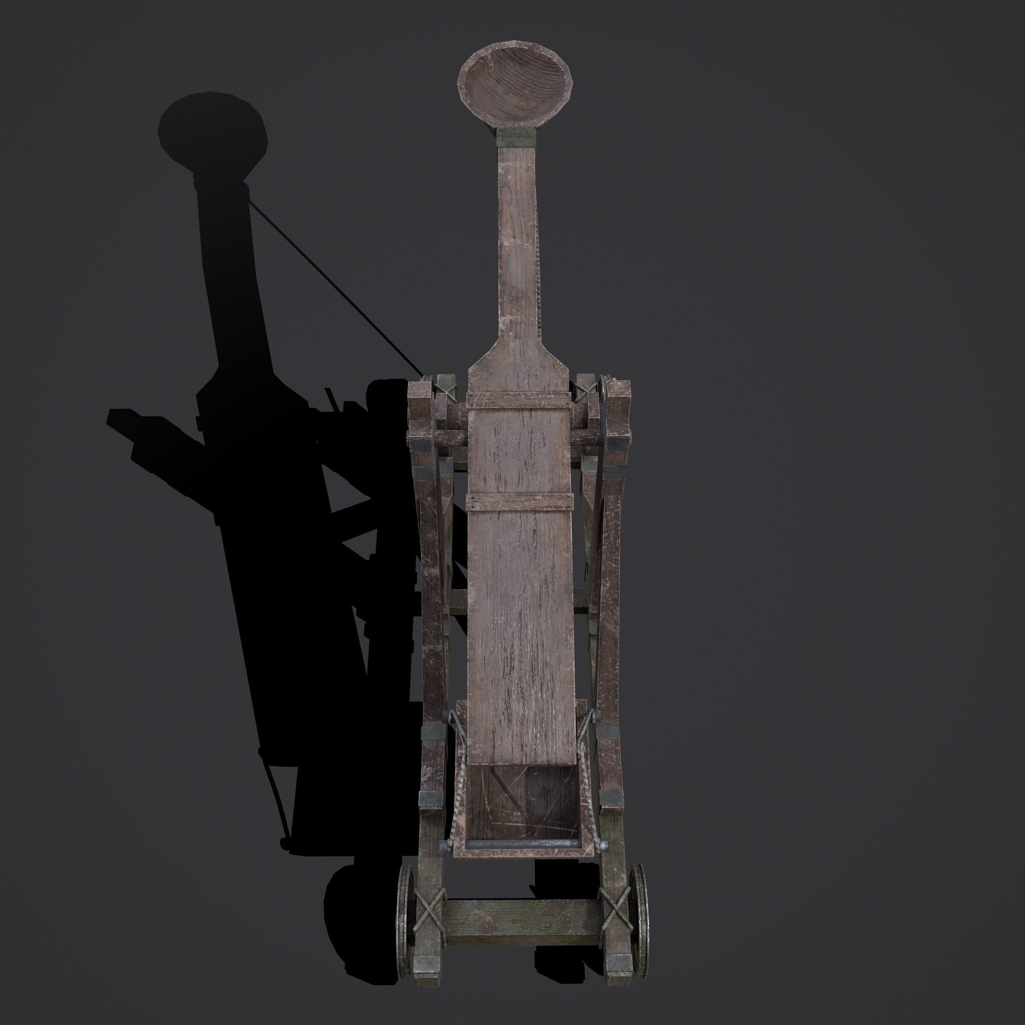 Medieval Catapult Low-poly 3D model_6